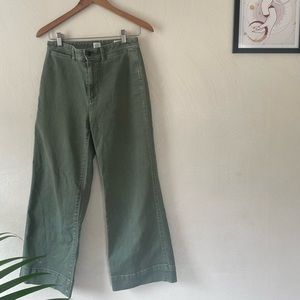 Gap High Rise Wide Leg Crop Pants in earth tone green